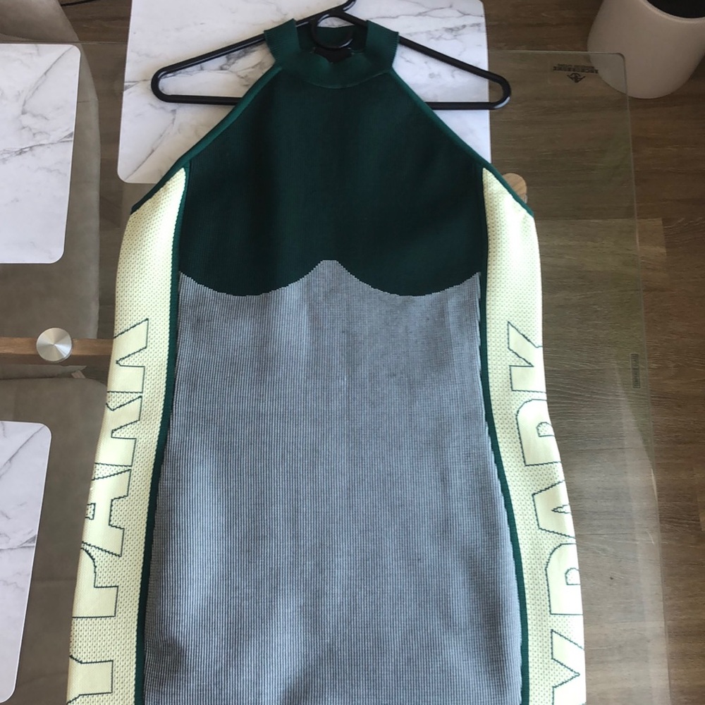 Ivy park KN logo dress - dark green and light green size XL